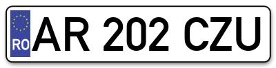 Placuta inmatriculare numar auto  AR-202-CZU, AR 202 CZU, AR202CZU