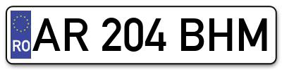 Placuta inmatriculare numar auto  AR-204-BHM, AR 204 BHM, AR204BHM