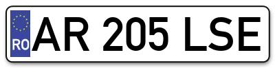 Placuta inmatriculare numar auto  AR-205-LSE, AR 205 LSE, AR205LSE
