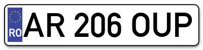 Placuta inmatriculare numar auto  AR-206-OUP, AR 206 OUP, AR206OUP