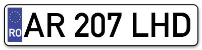 Placuta inmatriculare numar auto  AR-207-LHD, AR 207 LHD, AR207LHD