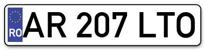 Placuta inmatriculare numar auto  AR-207-LTO, AR 207 LTO, AR207LTO