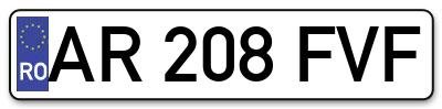 Placuta inmatriculare numar auto  AR-208-FVF, AR 208 FVF, AR208FVF