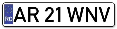 Placuta inmatriculare numar auto  AR-21-WNV, AR 21 WNV, AR21WNV