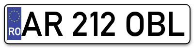 Placuta inmatriculare numar auto  AR-212-OBL, AR 212 OBL, AR212OBL