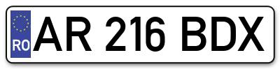 Placuta inmatriculare numar auto  AR-216-BDX, AR 216 BDX, AR216BDX
