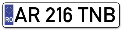 Placuta inmatriculare numar auto  AR-216-TNB, AR 216 TNB, AR216TNB
