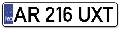 Placuta inmatriculare numar auto  AR-216-UXT, AR 216 UXT, AR216UXT