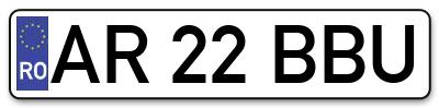 Placuta inmatriculare numar auto  AR-22-BBU, AR 22 BBU, AR22BBU