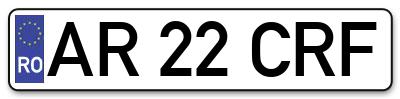 Placuta inmatriculare numar auto  AR-22-CRF, AR 22 CRF, AR22CRF