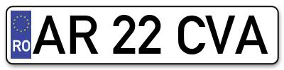 Placuta inmatriculare numar auto  AR-22-CVA, AR 22 CVA, AR22CVA