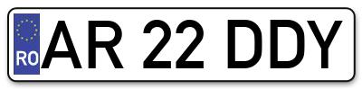 Placuta inmatriculare numar auto  AR-22-DDY, AR 22 DDY, AR22DDY