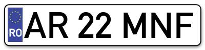 Placuta inmatriculare numar auto  AR-22-MNF, AR 22 MNF, AR22MNF