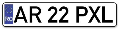 Placuta inmatriculare numar auto  AR-22-PXL, AR 22 PXL, AR22PXL