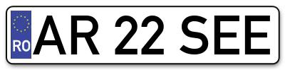 Placuta inmatriculare numar auto  AR-22-SEE, AR 22 SEE, AR22SEE