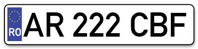 Placuta inmatriculare numar auto  AR-222-CBF, AR 222 CBF, AR222CBF