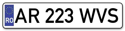 Placuta inmatriculare numar auto  AR-223-WVS, AR 223 WVS, AR223WVS