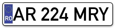 Placuta inmatriculare numar auto  AR-224-MRY, AR 224 MRY, AR224MRY