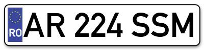 Placuta inmatriculare numar auto  AR-224-SSM, AR 224 SSM, AR224SSM