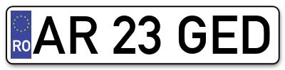 Placuta inmatriculare numar auto  AR-23-GED, AR 23 GED, AR23GED