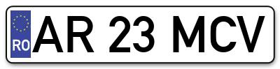 Placuta inmatriculare numar auto  AR-23-MCV, AR 23 MCV, AR23MCV