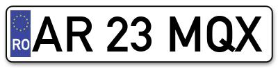 Placuta inmatriculare numar auto  AR-23-MQX, AR 23 MQX, AR23MQX