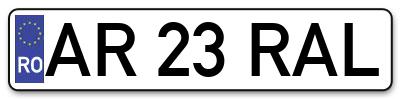 Placuta inmatriculare numar auto  AR-23-RAL, AR 23 RAL, AR23RAL