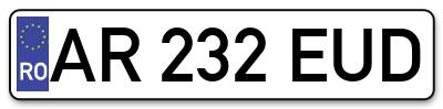 Placuta inmatriculare numar auto  AR-232-EUD, AR 232 EUD, AR232EUD