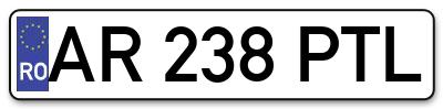 Placuta inmatriculare numar auto  AR-238-PTL, AR 238 PTL, AR238PTL