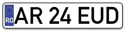Placuta inmatriculare numar auto  AR-24-EUD, AR 24 EUD, AR24EUD
