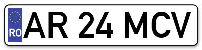 Placuta inmatriculare numar auto  AR-24-MCV, AR 24 MCV, AR24MCV