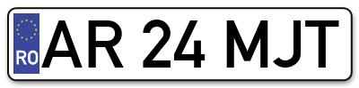 Placuta inmatriculare numar auto  AR-24-MJT, AR 24 MJT, AR24MJT