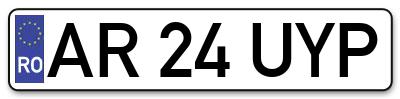 Placuta inmatriculare numar auto  AR-24-UYP, AR 24 UYP, AR24UYP