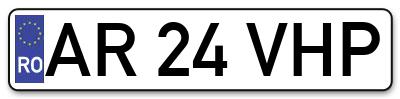 Placuta inmatriculare numar auto  AR-24-VHP, AR 24 VHP, AR24VHP
