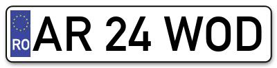 Placuta inmatriculare numar auto  AR-24-WOD, AR 24 WOD, AR24WOD