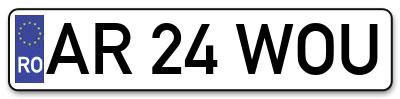 Placuta inmatriculare numar auto  AR-24-WOU, AR 24 WOU, AR24WOU