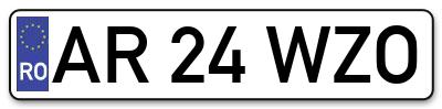 Placuta inmatriculare numar auto  AR-24-WZO, AR 24 WZO, AR24WZO