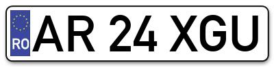 Placuta inmatriculare numar auto  AR-24-XGU, AR 24 XGU, AR24XGU