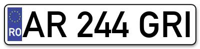 Placuta inmatriculare numar auto  AR-244-GRI, AR 244 GRI, AR244GRI