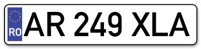 Placuta inmatriculare numar auto  AR-249-XLA, AR 249 XLA, AR249XLA