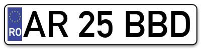 Placuta inmatriculare numar auto  AR-25-BBD, AR 25 BBD, AR25BBD