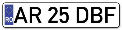 Placuta inmatriculare numar auto  AR-25-DBF, AR 25 DBF, AR25DBF