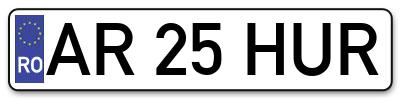 Placuta inmatriculare numar auto  AR-25-HUR, AR 25 HUR, AR25HUR