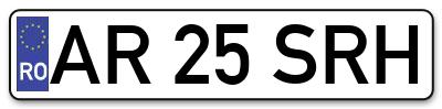 Placuta inmatriculare numar auto  AR-25-SRH, AR 25 SRH, AR25SRH