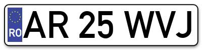 Placuta inmatriculare numar auto  AR-25-WVJ, AR 25 WVJ, AR25WVJ