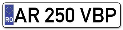 Placuta inmatriculare numar auto  AR-250-VBP, AR 250 VBP, AR250VBP