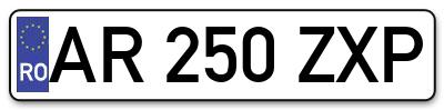 Placuta inmatriculare numar auto  AR-250-ZXP, AR 250 ZXP, AR250ZXP