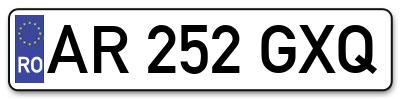 Placuta inmatriculare numar auto  AR-252-GXQ, AR 252 GXQ, AR252GXQ