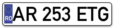 Placuta inmatriculare numar auto  AR-253-ETG, AR 253 ETG, AR253ETG