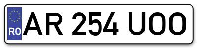 Placuta inmatriculare numar auto  AR-254-UOO, AR 254 UOO, AR254UOO